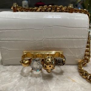 Alexander McQueen Mini Croc-embossed Crossbody Bag